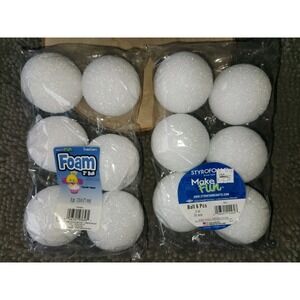 New 2 Packages Of 3" Styrofoam Balls Total Of 12 Total~NEW/SEALED PACKAGES